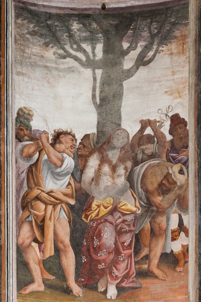 Detail Umučení svaté Kateřiny (freska) od Bernardino Lanino