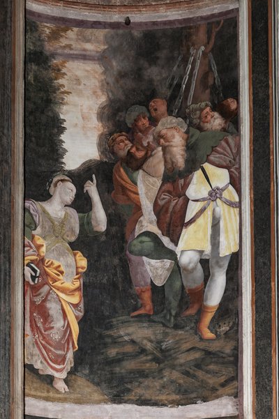 Detail Umučení svaté Kateřiny (freska) od Bernardino Lanino