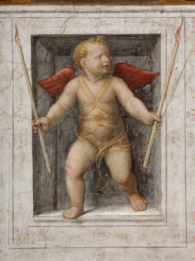Anděl držící svíčky - detail (freska) od Bernardino Luini