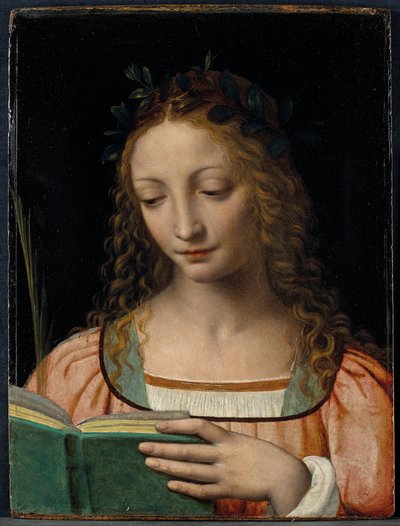 Postava světce v délce poprsí s dlaní a čtením písem od Bernardino Luini