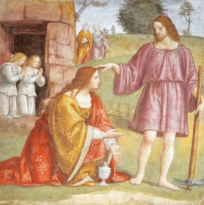 Itálie, Milán, kostel svatého Maurice al Monastero Maggiore, vzkříšený Kristus se zjevuje Marii Magdaleně od Bernardino Luini