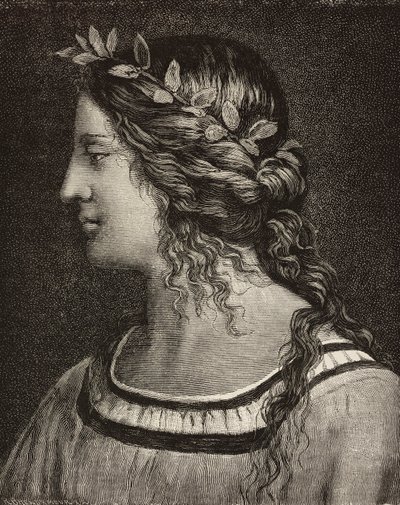 Marriage of Virgin, rytina z detailu fresky od Bernardina Luiniho ve svatyni Saronno, Itálie, z L