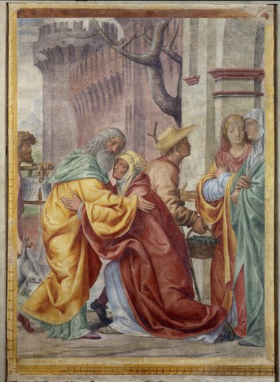 Setkání sv. Anny a svatého Joachima u zlatých dveří od Bernardino Luini