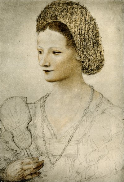Portrét neznámé ženy s ventilátorem od Bernardino Luini