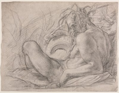 Řeka Bůh Tibera (Studie pro fresku, Zázrak sněhu nebo Nadace Santa Maria Maggiore, Řím v kapli Canigiani S. Felicita, Florencie) od Bernardino Poccetti
