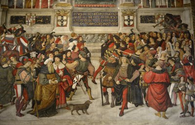 Itálie Toskánsko Siena, katedrála Duomo: Korunovace Pia II. (1405-1464) od Bernardino di Betto Pinturicchio