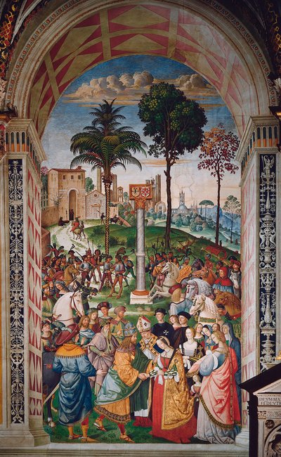 Život papeže Pia (Pia) II. (Enea Silvio Piccolomini od Bernardino di Betto Pinturicchio