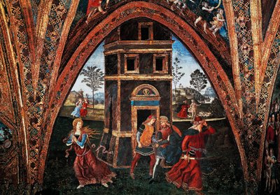 Umučení svaté Barbory, Bernardino Pinturicchio (cca 1452-1513), freska, Síň svatých, Borgia Apartments, Apoštolský palác, Vatikán, Itálie. od Bernardino di Betto Pinturicchio