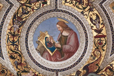 Svatý Lukáš, detail Čtyř evangelistů (freska od Bernardino di Betto Pinturicchio