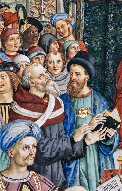 Knihovna Piccolomini, jihozápadní stěna: „Pius II předsedá Mantovskému sněmu, 1. června od Bernardino di Betto Pinturicchio