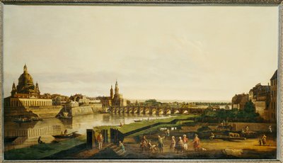 Pohled na Drážďany z pravého břehu řeky Labe nad Augustusbruckem od Bernardo Bellotto