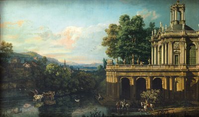 Architektonické Capriccio s palácem, c. 1766 od Bernardo Bellotto