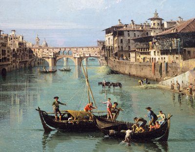 Řeka Arno a Ponte Vecchio ve Florencii od Bernardo Bellotto