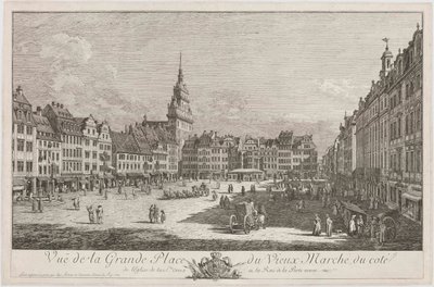 Staré tržiště v Drážďanech od Schlossstraße, list ze série „Drážďanské veduty“ od Bernardo Bellotto