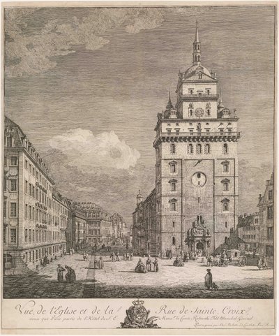 Bývalý kostel Kreuzkirche v Drážďanech, list ze série „Drážďanské veduty“ od Bernardo Bellotto