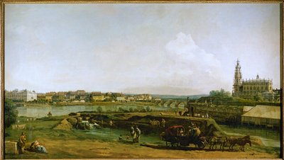 Drážďany, Německo, pohled z levého břehu Labe, pod opevněním (olej na plátně) od Bernardo Bellotto