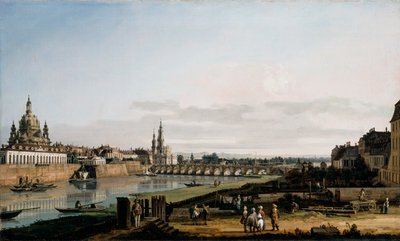 Drážďany z pravého břehu Labe, nad Augustovým mostem od Bernardo Bellotto