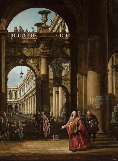 Německy: Architektonická fantazie s benátským šlechticem Autoportrét jako benátský velvyslanec od Bernardo Bellotto