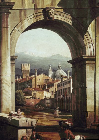 Roman Caprice s dveřmi a stěnami, detail (olej na plátně od Bernardo Bellotto