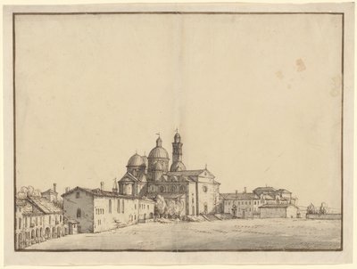 Santa Giustina a Prato della Valle v Padově od Bernardo Bellotto