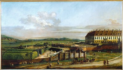 Zámek Schlosshof, Rakousko, pohled od severu, postavený princem Evženem Savojským (olej na plátně) od Bernardo Bellotto