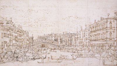 Canal Grande, Benátky, s mostem Rialto z jihu, od Bernardo Bellotto