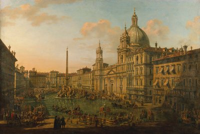 Piazza Navona v Římě, počátek 40. let 18. století. od Bernardo Bellotto