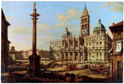 Piazza a kostel Santa Maria Maggiore v Římě, 1739 od Bernardo Bellotto