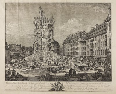 Ruiny starého Kreuzkirche, Drážďany od Bernardo Bellotto