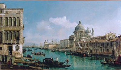 Pohled na Velký kanál: Santa Maria della Salute a Dogana z Campo Santa Maria Zobenigo. od Bernardo Bellotto