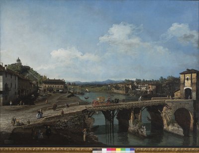 Pohled na starověký most přes Pád v Turíně, 1745 od Bernardo Bellotto