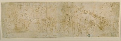 Šalamoun a královna ze Sáby (recto); náčrt královny ze Sáby (verso) od Bernardo Castello