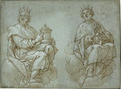 Dva sedící judští králové; Josiáš a Ezechiáš od Bernardo Castello