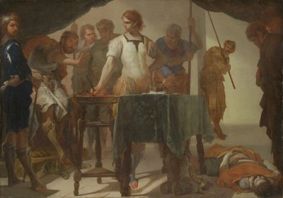 Mucius Scaevola čelí králi Porsennovi od Bernardo Cavallino