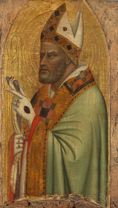 Heiliger Bischof mit einem Stieglitz od Bernardo Daddi