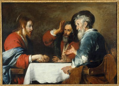 Kristus má Emauzy Kristus se zjevuje poutníkům sedícím u stolu v hostinci v Emauzích. Obraz Bernarda Strozziho (1581-1644) 1640 Ne. 1,24x1,72 m Grenoble, Musee des Beaux Arts od Bernardo Strozzi