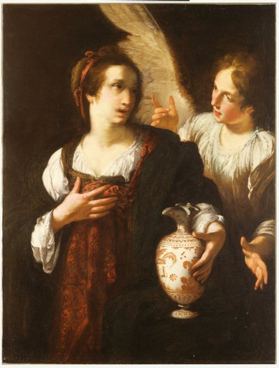 Hagar a anděl, krátce po roce 1630 (olej na plátně) od Bernardo Strozzi