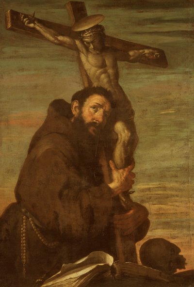 Svatý František z Assisi objímá krucifix, c1600-1640. od Bernardo Strozzi