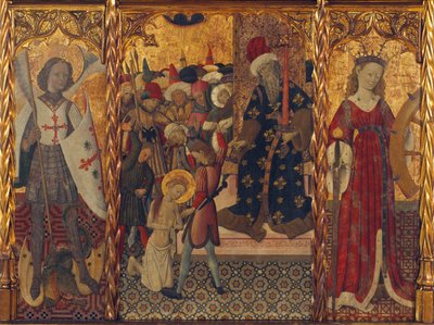 Svatý Michael, mučednictví svaté Eulálie a svaté Kateřiny, cca 1442-1445 od Bernat Martorell the Elder