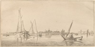 Řeka s městem, 1775. od Bernhard Schreuder