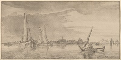 Řeka s městem, 1775. od Bernhard Schreuder