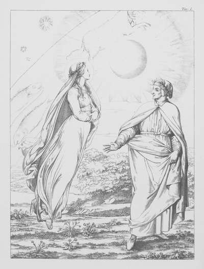 Danteho Božská komedie, Paradiso (Nebe), deska I (litografie) od Bernhard Schuler