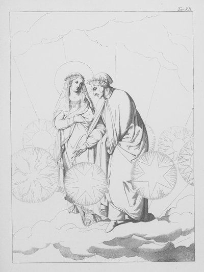 Danteho Božská komedie, Paradiso (Nebe), deska XII (litografie) od Bernhard Schuler