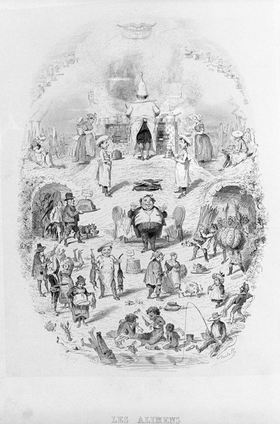 Jídlo: vaření a různé způsoby přípravy jídla v Brillat - Savarin ilustrovaný Bertallem. Paříž 1840. od Bertall