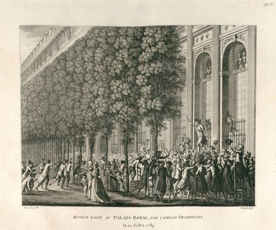 Návrh Camilla Desmoulinse podaný v Palais Royal 12. července 1789. od Berthault
