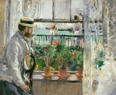 Eugene Manet (1834-92) na Isle of Wight (olej na plátně) od Berthe Morisot