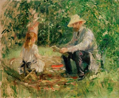 Eugène Manet a jeho dcera v zahradě od Berthe Morisot