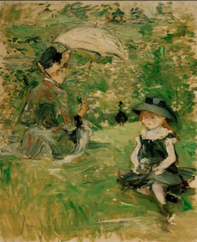 Mladá žena a dítě na ostrově od Berthe Morisot