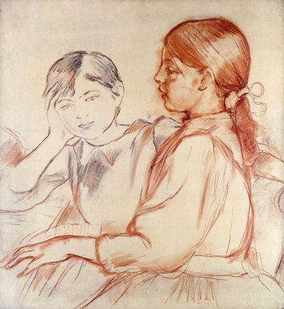 Julie Manet a Jeannie Gobillard u klavíru; Julie Manet a Jeannie Gobillard u klavíru, 1887-88 od Berthe Morisot