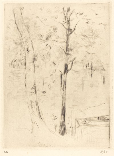 Jezero s veslicí od Berthe Morisot